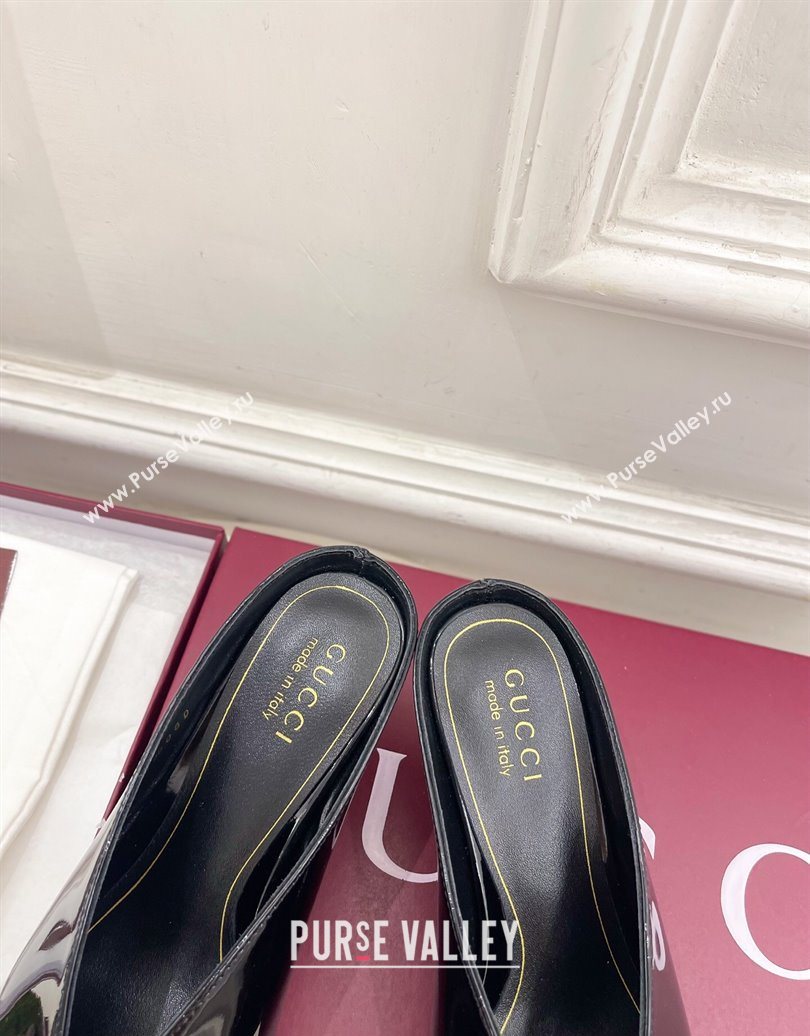 Gucci 97 Heeled Mules 5.5cm in Patent Leather Black 2025 851087 (MD-251021058)