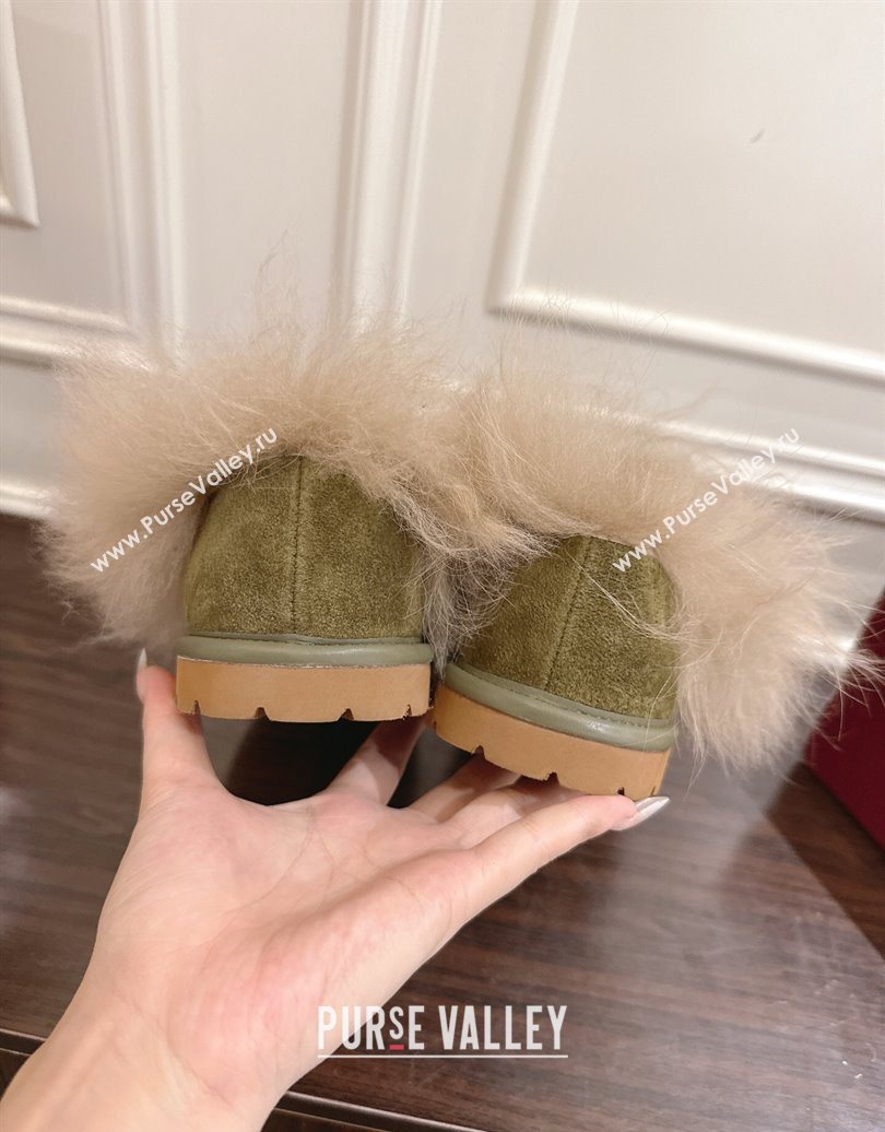 Gucci Suede and Wool Flat Loafers with Horsebit Green 20252 GG102001 (MD-251020041)