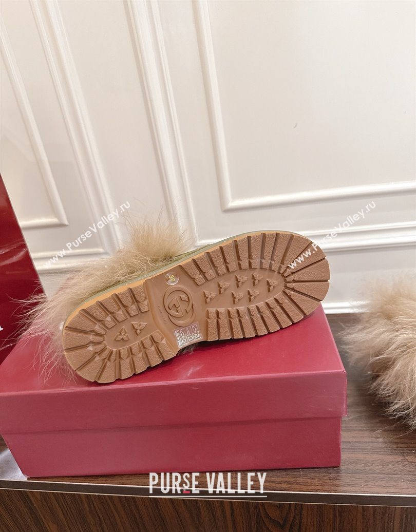 Gucci Suede and Wool Flat Loafers with Horsebit Green 20252 GG102001 (MD-251020041)