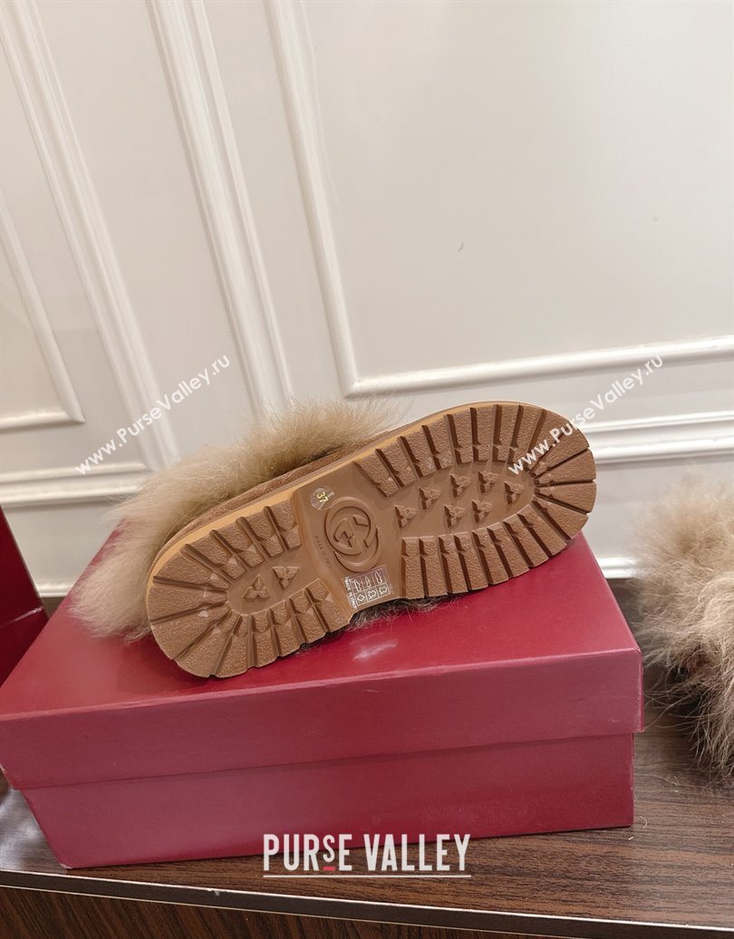 Gucci Suede and Wool Flat Loafers with Horsebit Brown 20252 GG102001 (MD-251020042)