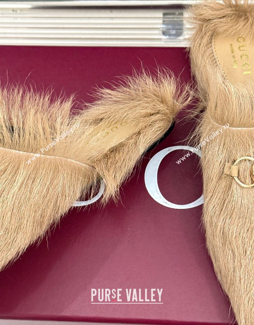 Gucci Wool Flat Mules with Horsebit Beige 20252 ‎850378 (MD-251020043)