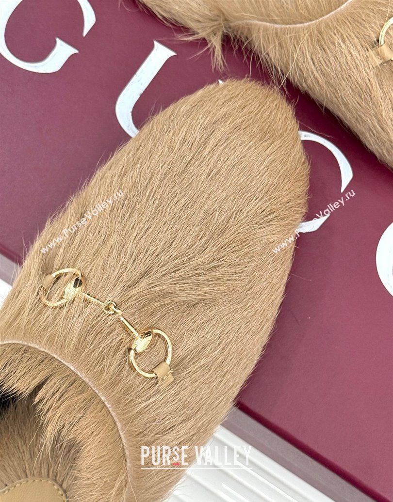 Gucci Wool Flat Mules with Horsebit Beige 20252 ‎850378 (MD-251020043)