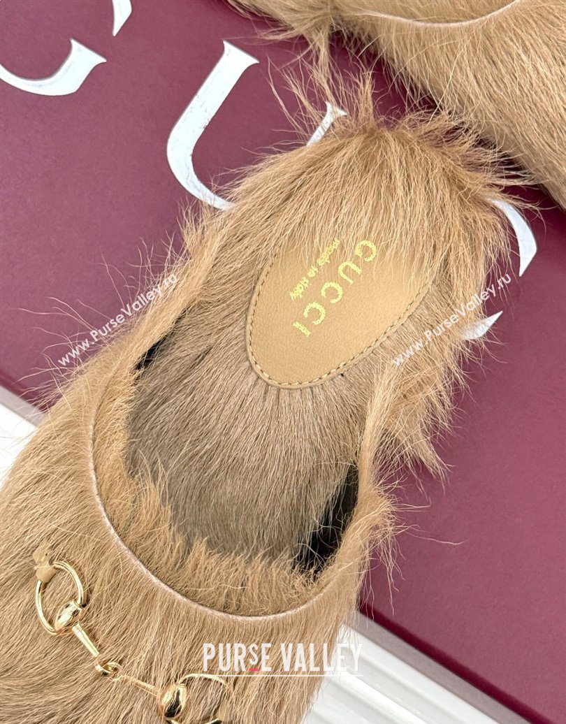 Gucci Wool Flat Mules with Horsebit Beige 20252 ‎850378 (MD-251020043)