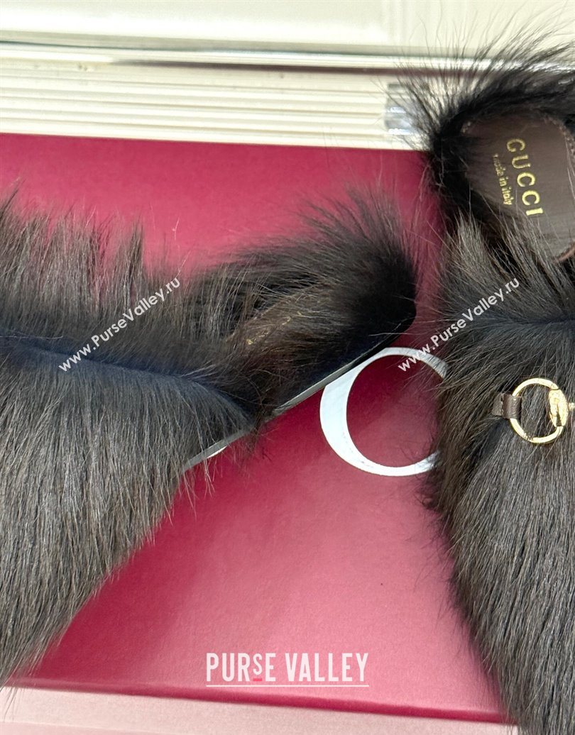 Gucci Wool Flat Mules with Horsebit Dark Brown 20252 850378 (MD-251020044)