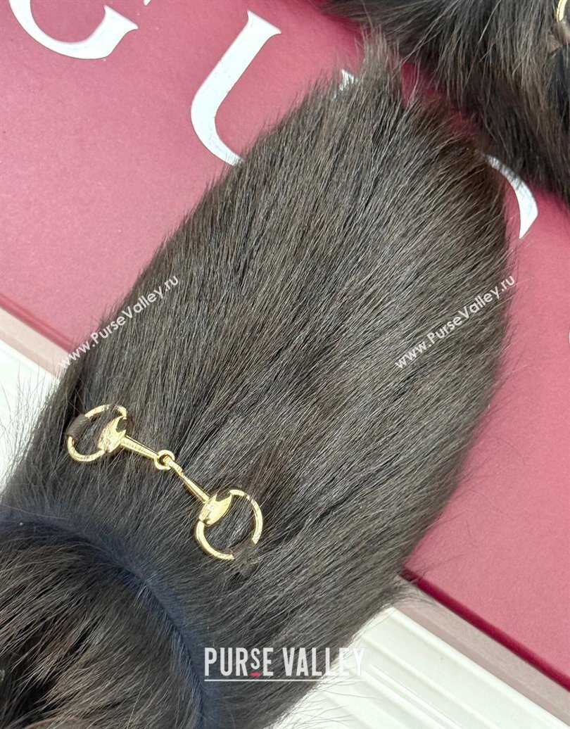 Gucci Wool Flat Mules with Horsebit Dark Brown 20252 850378 (MD-251020044)