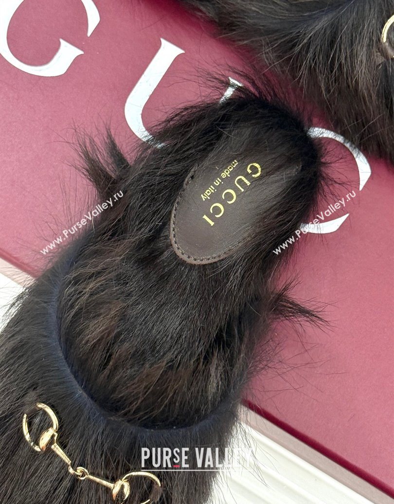 Gucci Wool Flat Mules with Horsebit Dark Brown 20252 850378 (MD-251020044)