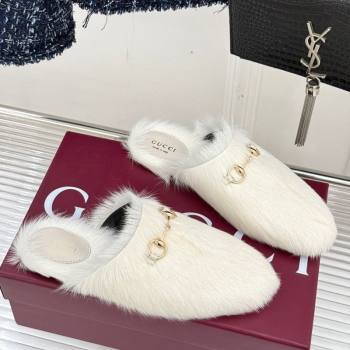 Gucci Wool Flat Mules with Horsebit White 20252 850378 (MD-251020045)