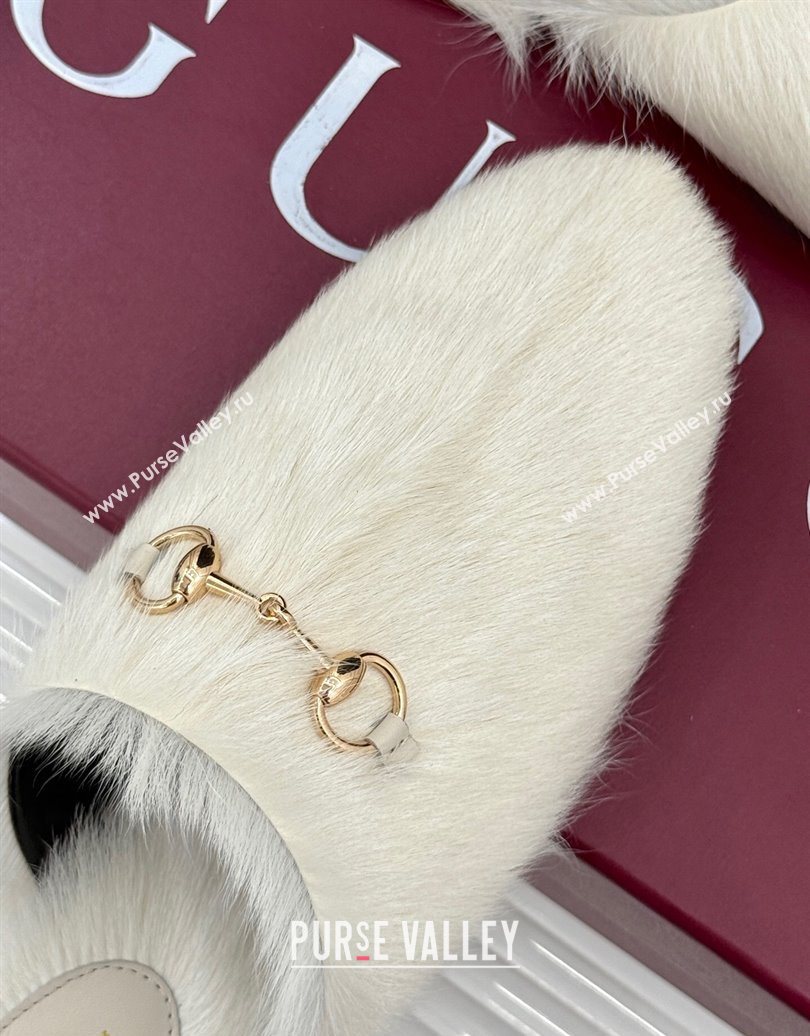 Gucci Wool Flat Mules with Horsebit White 20252 850378 (MD-251020045)