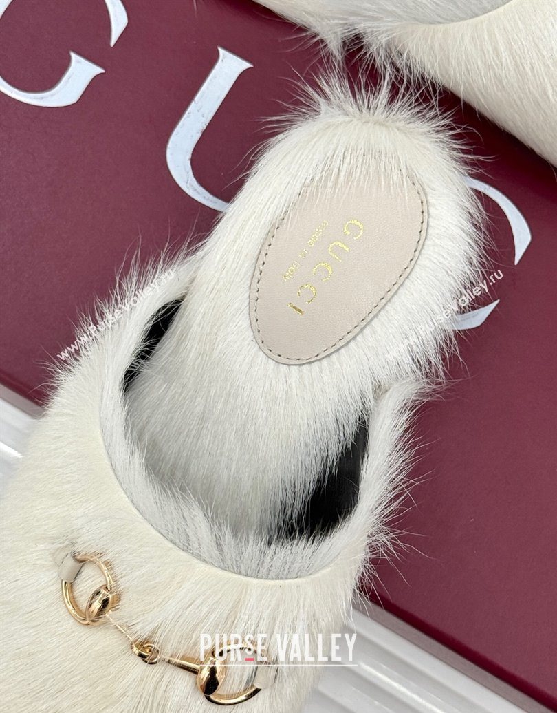 Gucci Wool Flat Mules with Horsebit White 20252 850378 (MD-251020045)