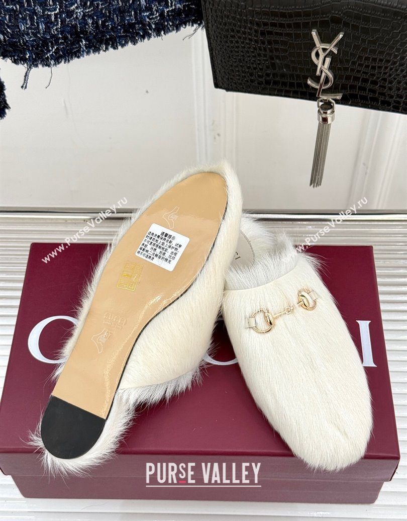 Gucci Wool Flat Mules with Horsebit White 20252 850378 (MD-251020045)