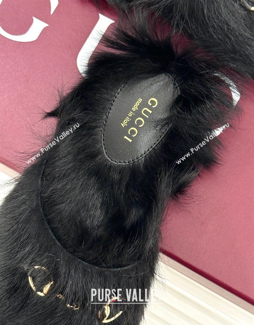 Gucci Wool Flat Mules with Horsebit Black 20252 ‎850378 (MD-251020046)