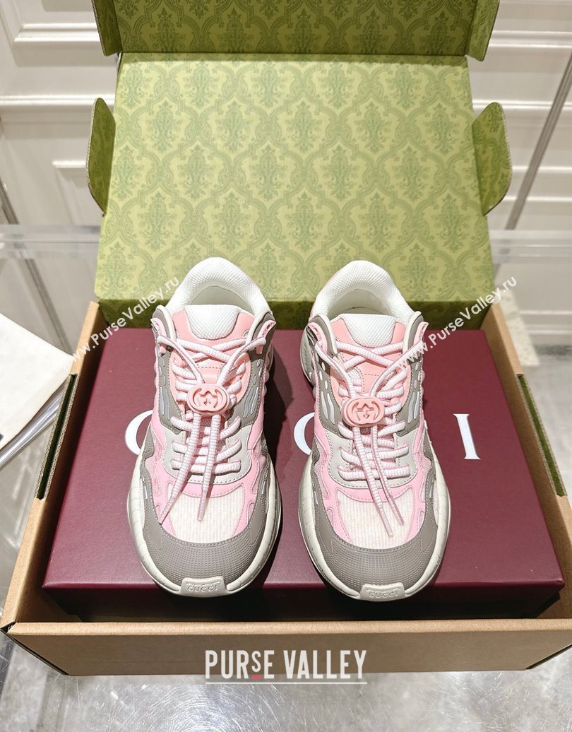 Gucci 2.0 Sneakers in Mesh and Leather Pink/Grey 2025 816489 (MD-251021015)