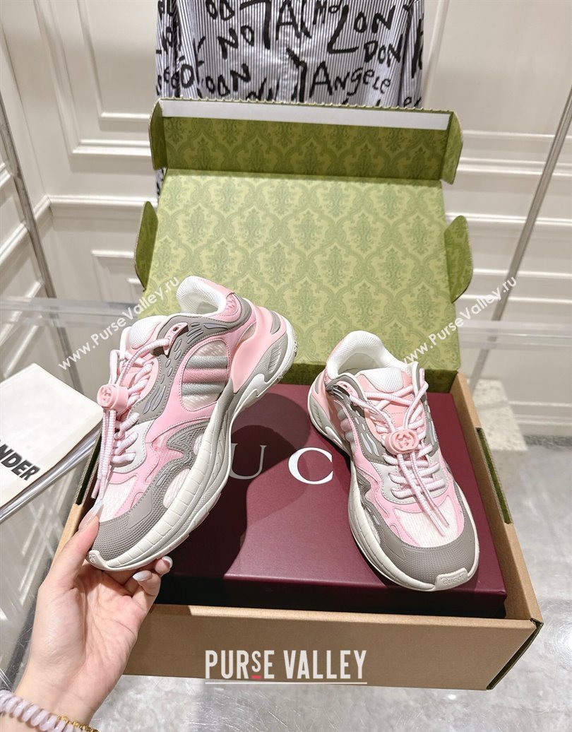 Gucci 2.0 Sneakers in Mesh and Leather Pink/Grey 2025 816489 (MD-251021015)