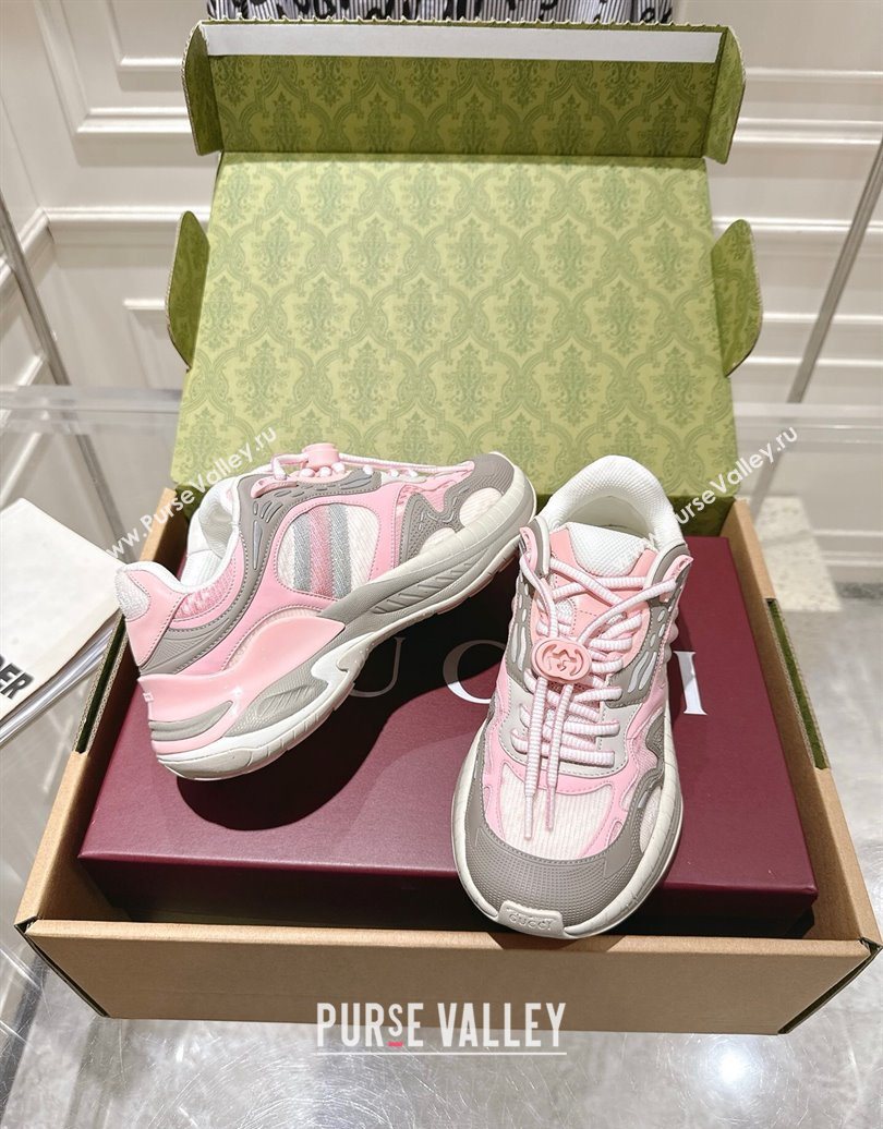 Gucci 2.0 Sneakers in Mesh and Leather Pink/Grey 2025 816489 (MD-251021015)