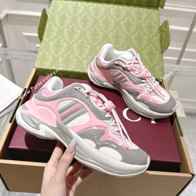 Gucci 2.0 Sneakers in Mesh and Leather Pink/Grey 2025 816489 (MD-251021015)