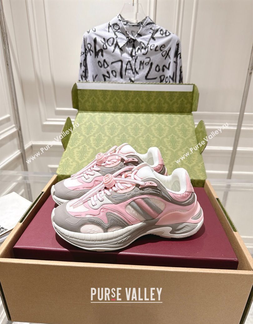 Gucci 2.0 Sneakers in Mesh and Leather Pink/Grey 2025 816489 (MD-251021015)