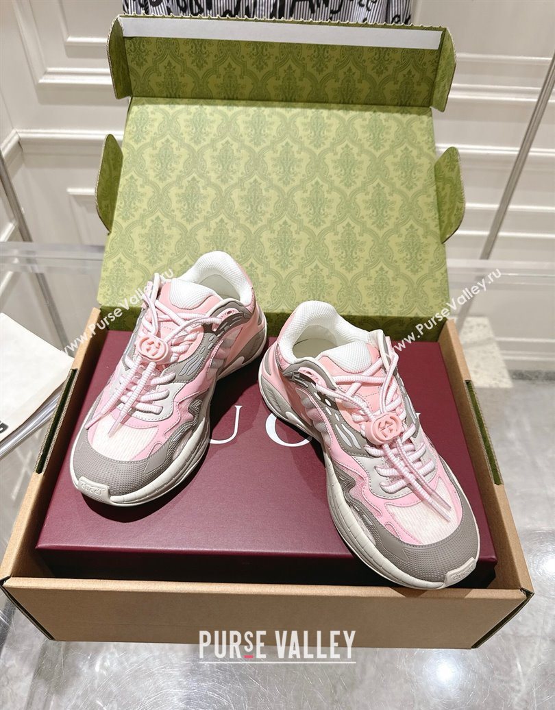 Gucci 2.0 Sneakers in Mesh and Leather Pink/Grey 2025 816489 (MD-251021015)