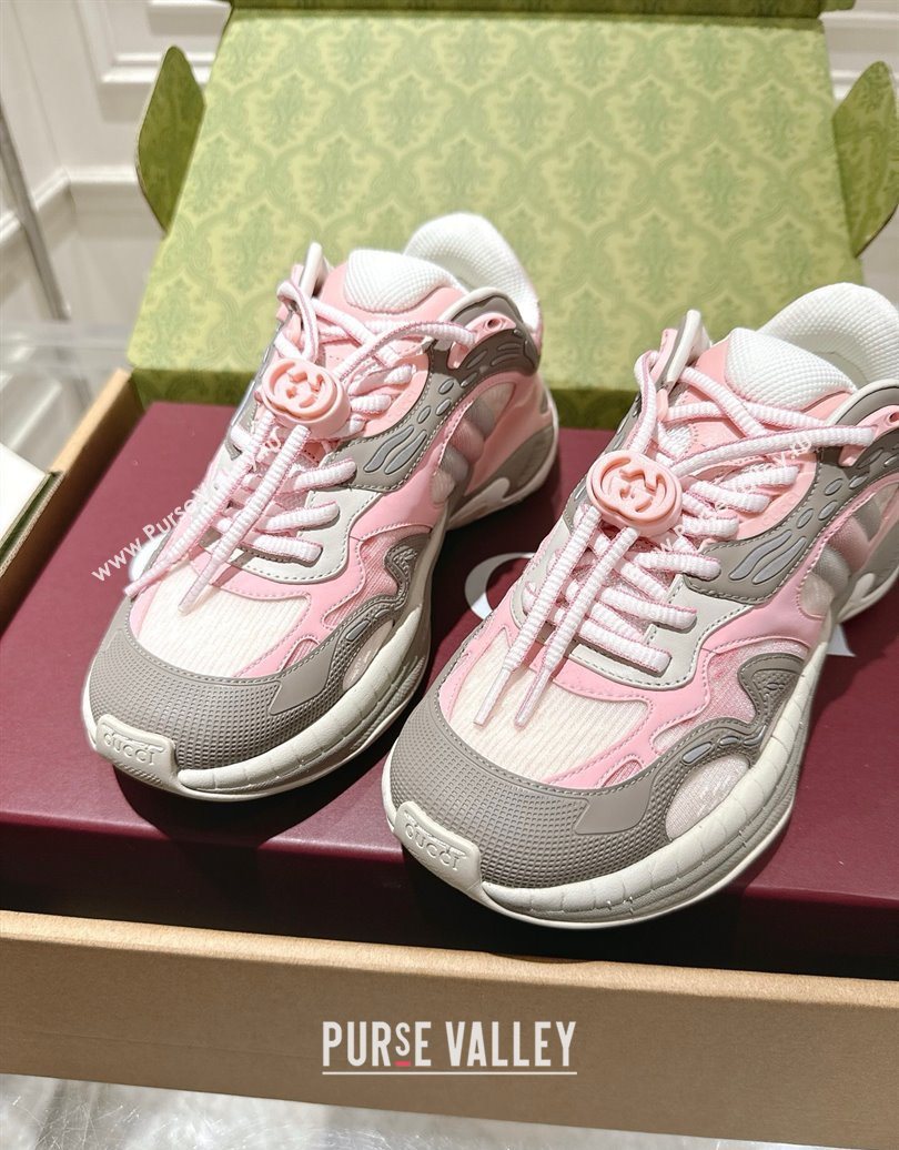 Gucci 2.0 Sneakers in Mesh and Leather Pink/Grey 2025 816489 (MD-251021015)
