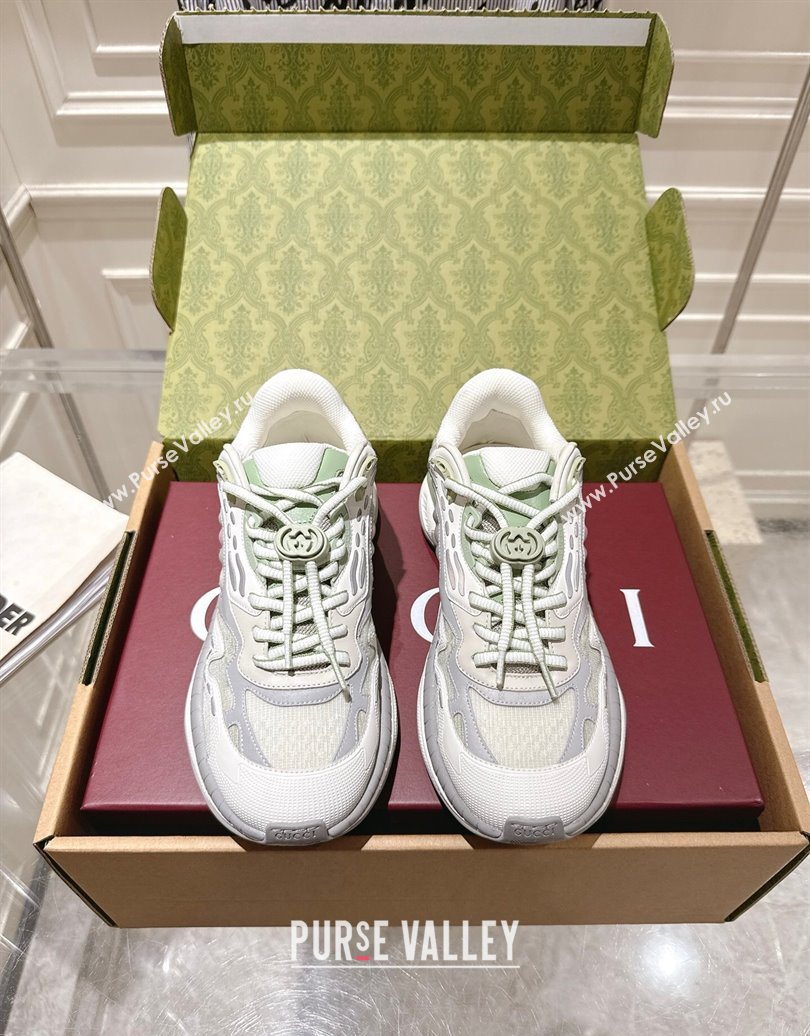 Gucci 2.0 Sneakers in Mesh and Leather Light Green 2025 816489 (MD-251021016)