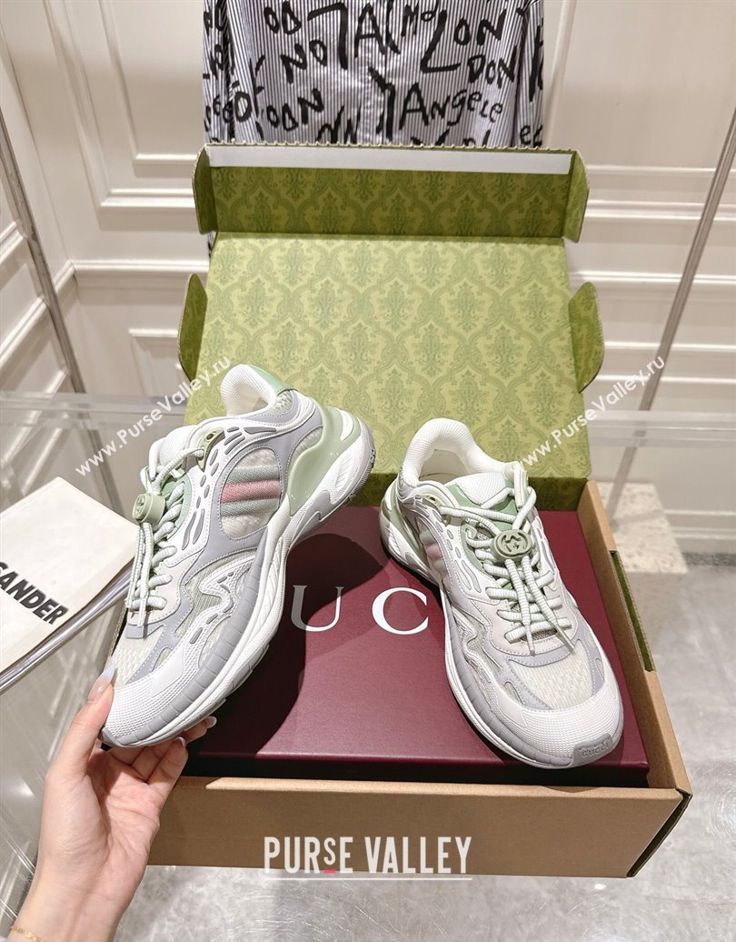 Gucci 2.0 Sneakers in Mesh and Leather Light Green 2025 816489 (MD-251021016)