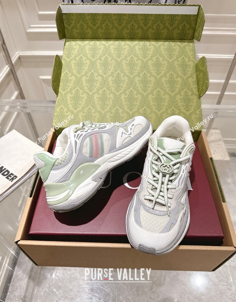 Gucci 2.0 Sneakers in Mesh and Leather Light Green 2025 816489 (MD-251021016)