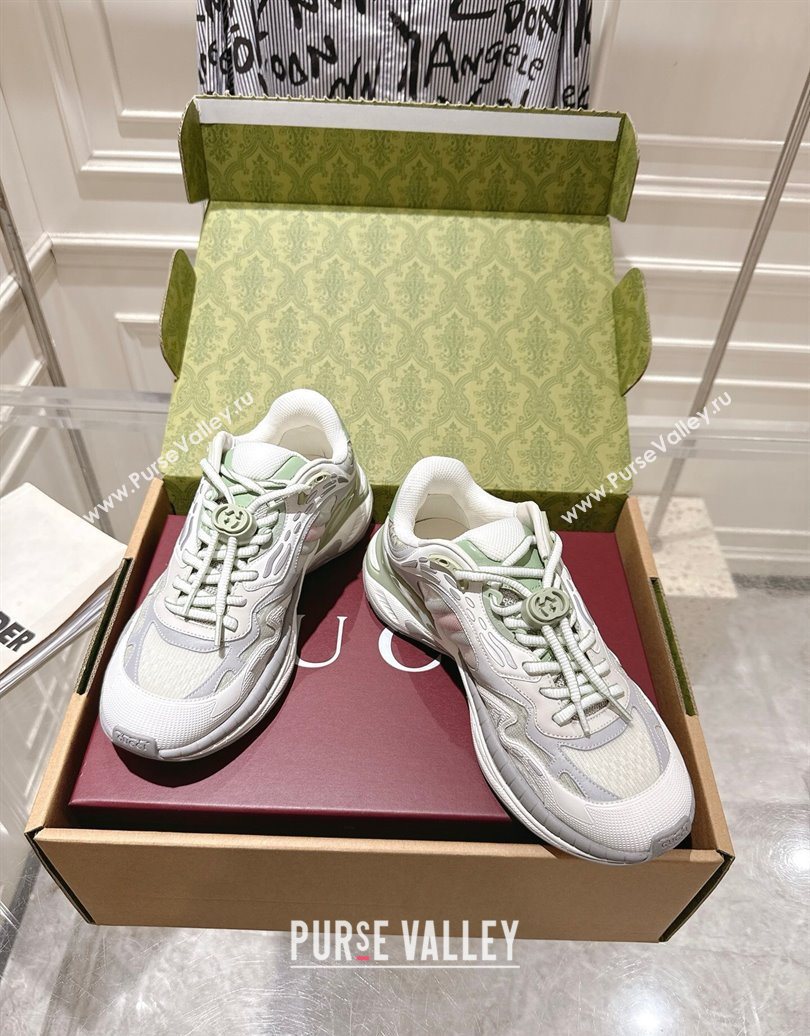 Gucci 2.0 Sneakers in Mesh and Leather Light Green 2025 816489 (MD-251021016)