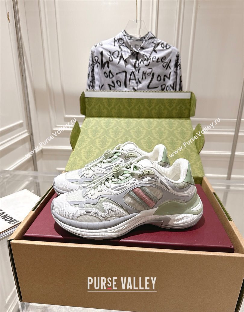 Gucci 2.0 Sneakers in Mesh and Leather Light Green 2025 816489 (MD-251021016)