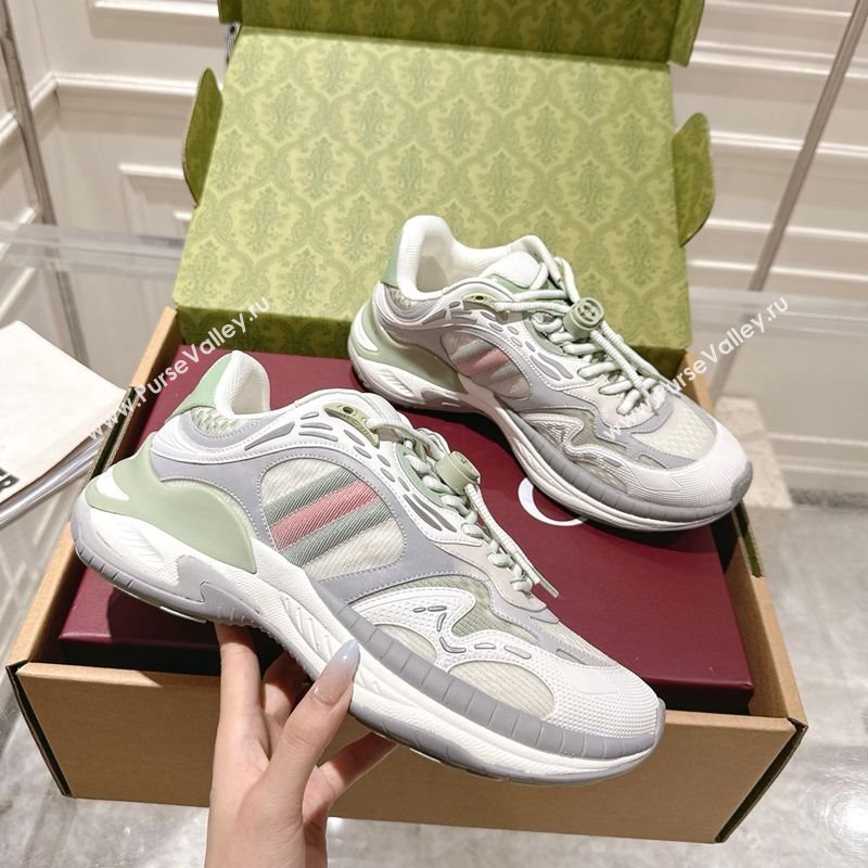 Gucci 2.0 Sneakers in Mesh and Leather Light Green 2025 816489 (MD-251021016)