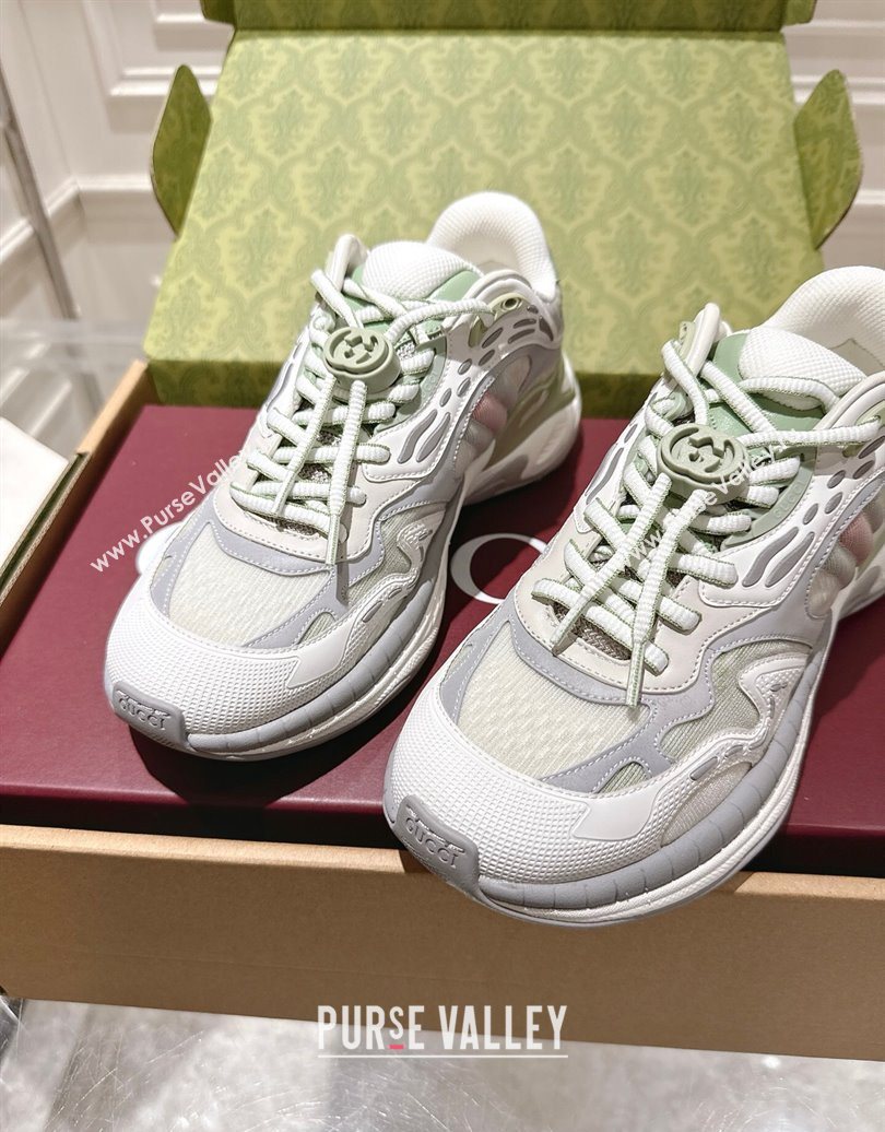 Gucci 2.0 Sneakers in Mesh and Leather Light Green 2025 816489 (MD-251021016)