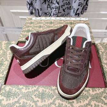 Gucci Re-Web Sneakers in GG Nylon and Suede Dark Brown 2025 785452 (MD-251021017)