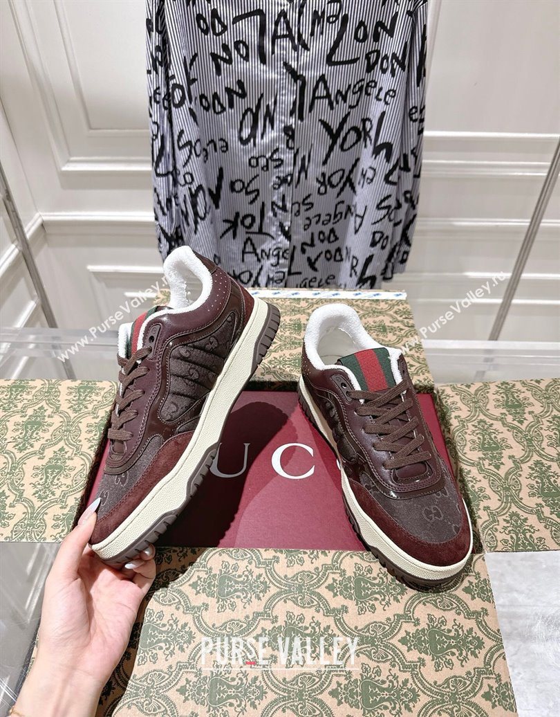 Gucci Re-Web Sneakers in GG Nylon and Suede Dark Brown 2025 785452 (MD-251021017)