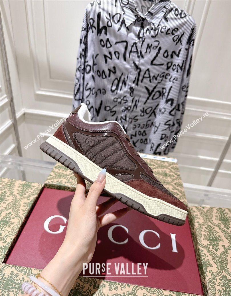 Gucci Re-Web Sneakers in GG Nylon and Suede Dark Brown 2025 785452 (MD-251021017)