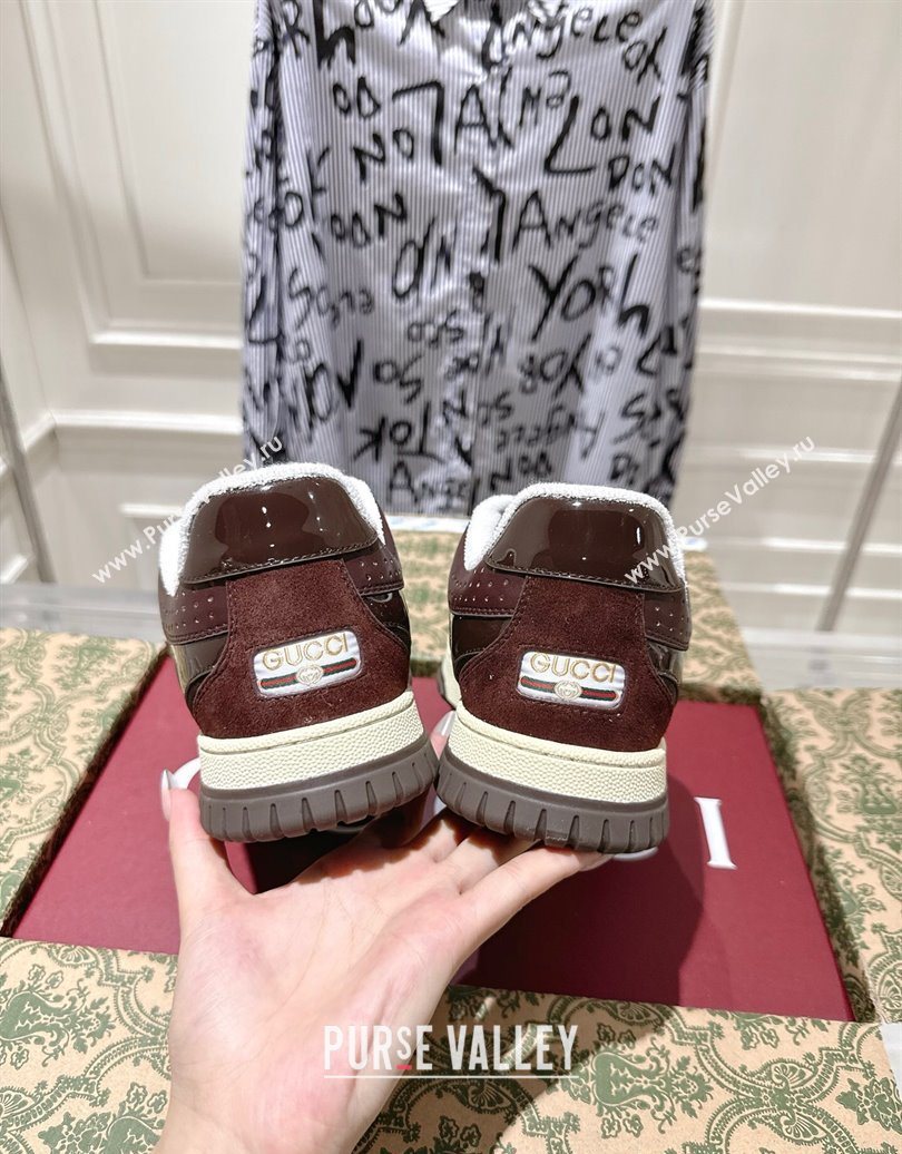 Gucci Re-Web Sneakers in GG Nylon and Suede Dark Brown 2025 785452 (MD-251021017)