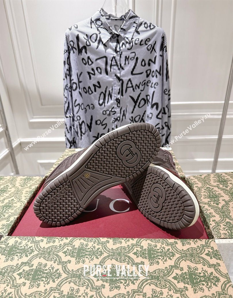Gucci Re-Web Sneakers in GG Nylon and Suede Dark Brown 2025 785452 (MD-251021017)