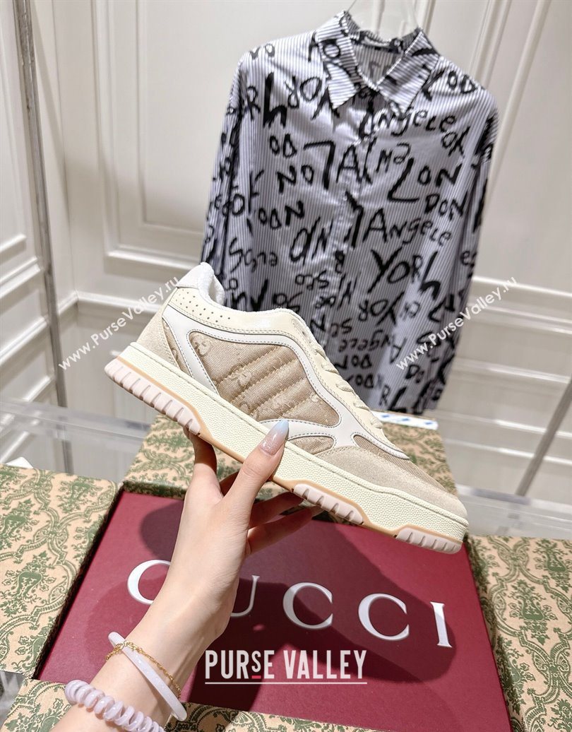 Gucci Re-Web Sneakers in GG Nylon and Suede Beige 2025 785452 (MD-251021018)