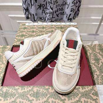 Gucci Re-Web Sneakers in GG Nylon and Suede Beige 2025 785452 (MD-251021018)