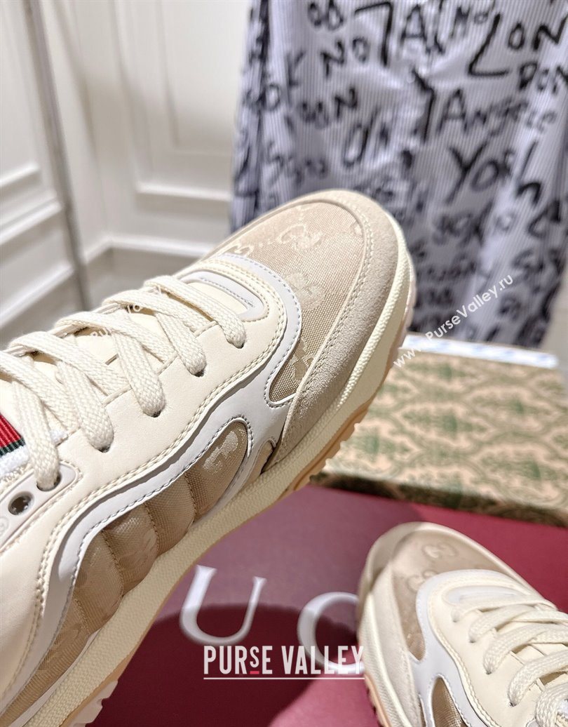 Gucci Re-Web Sneakers in GG Nylon and Suede Beige 2025 785452 (MD-251021018)