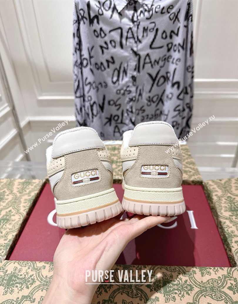 Gucci Re-Web Sneakers in GG Nylon and Suede Beige 2025 785452 (MD-251021018)