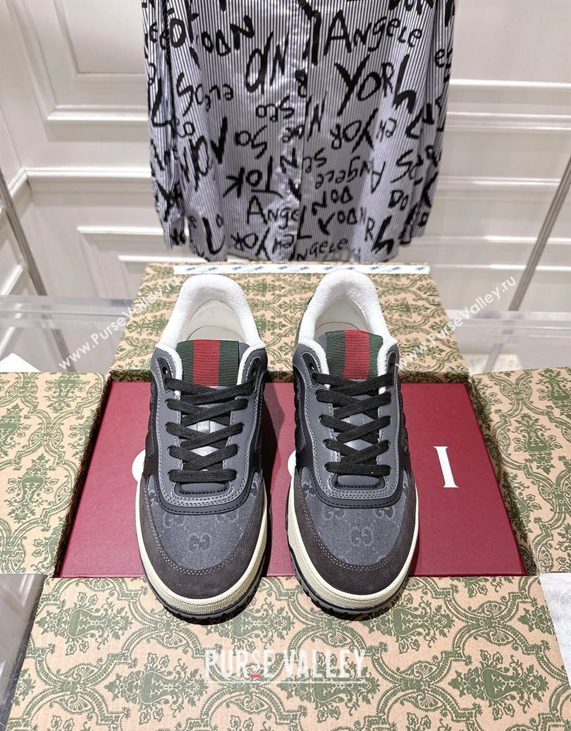 Gucci Re-Web Sneakers in GG Nylon and Suede Grey 2025 785452 (MD-251021019)