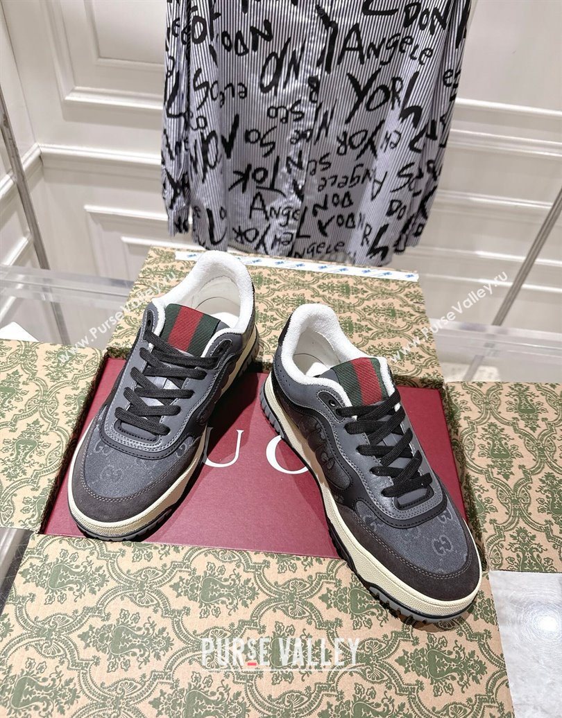 Gucci Re-Web Sneakers in GG Nylon and Suede Grey 2025 785452 (MD-251021019)