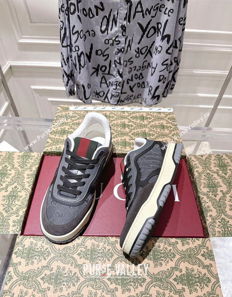 Gucci Re-Web Sneakers in GG Nylon and Suede Grey 2025 785452 (MD-251021019)