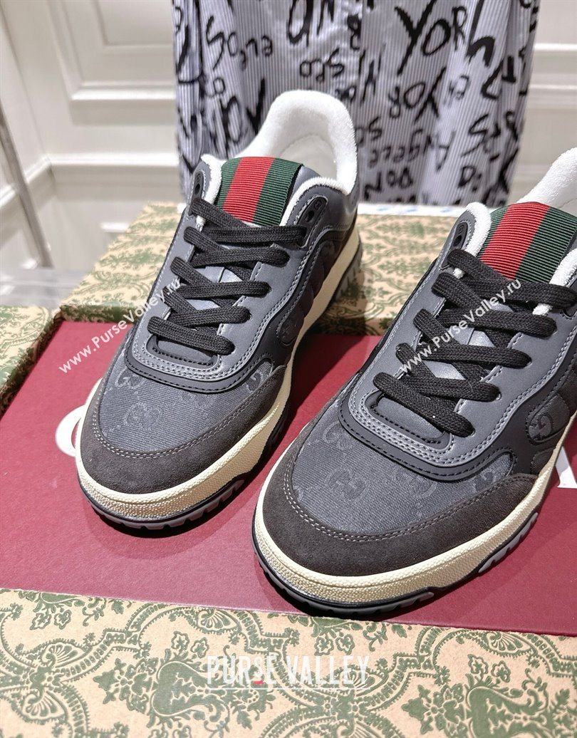 Gucci Re-Web Sneakers in GG Nylon and Suede Grey 2025 785452 (MD-251021019)