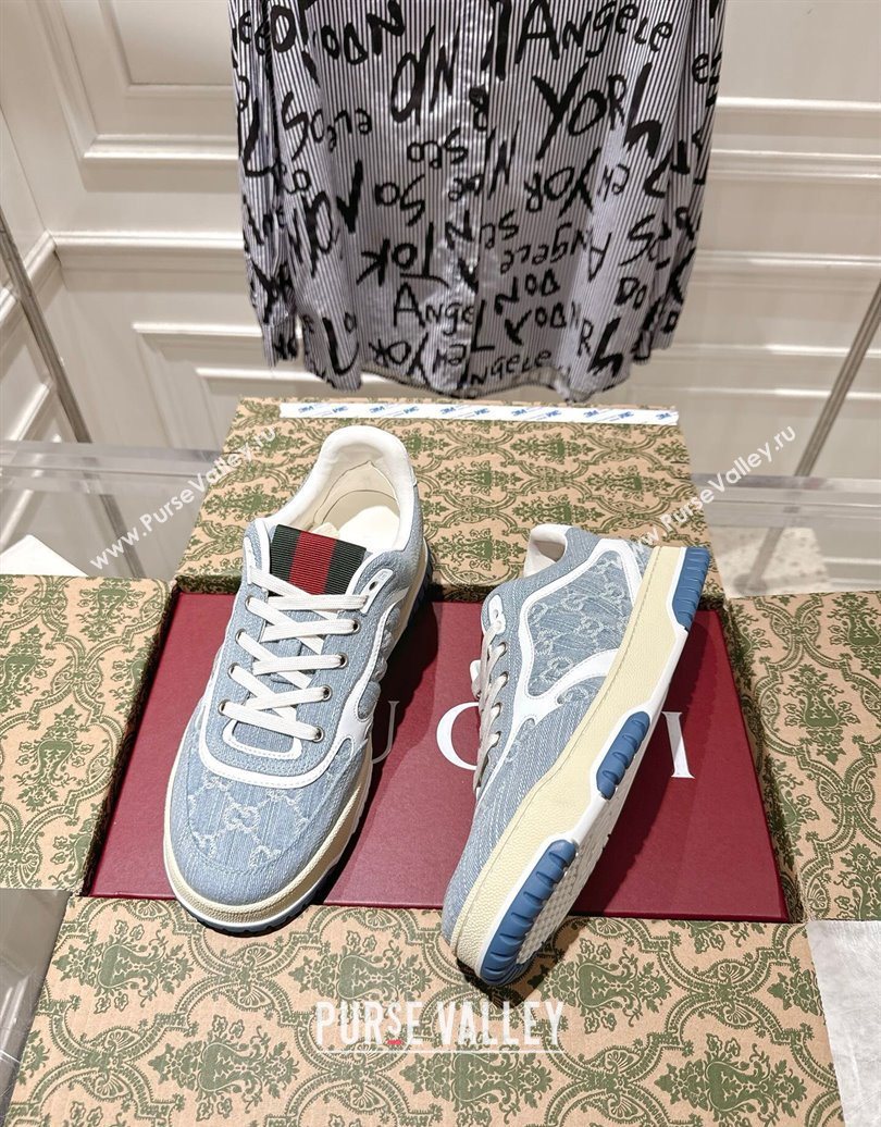 Gucci Re-Web Sneakers in GG Denim Blue 2025 785452 (MD-251021020)