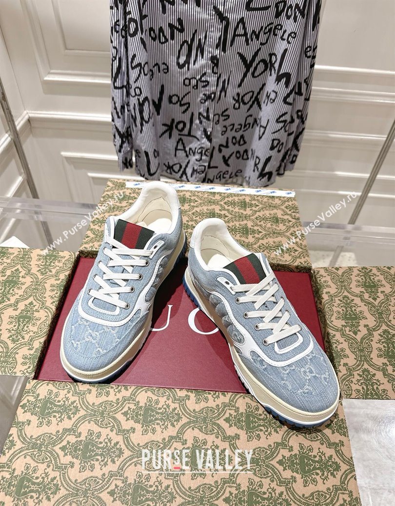 Gucci Re-Web Sneakers in GG Denim Blue 2025 785452 (MD-251021020)