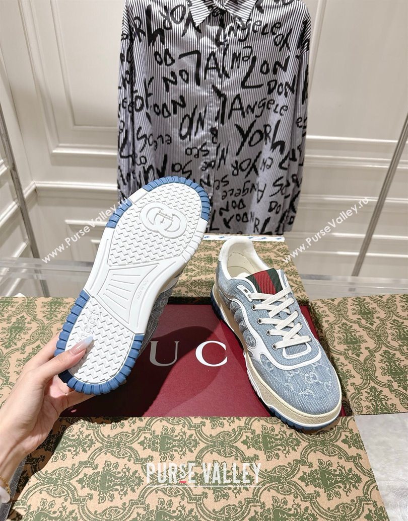 Gucci Re-Web Sneakers in GG Denim Blue 2025 785452 (MD-251021020)