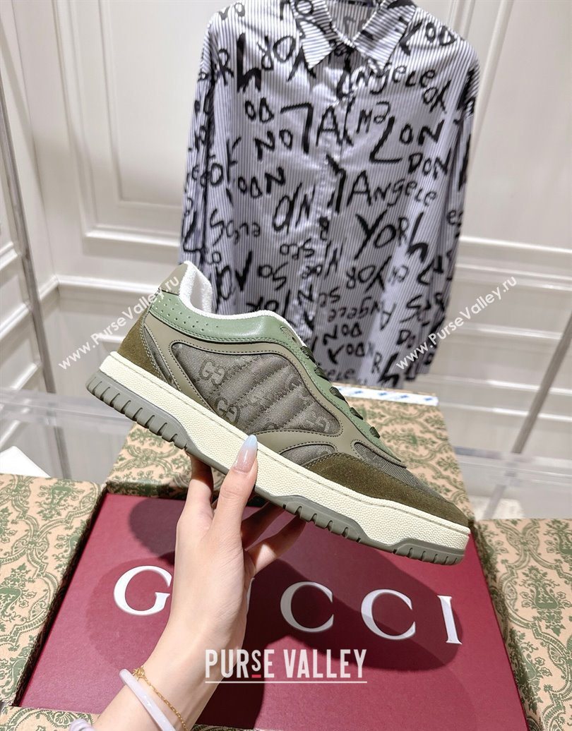 Gucci Re-Web Sneakers in GG Nylon and Suede Green 2025 785452 (MD-251021021)