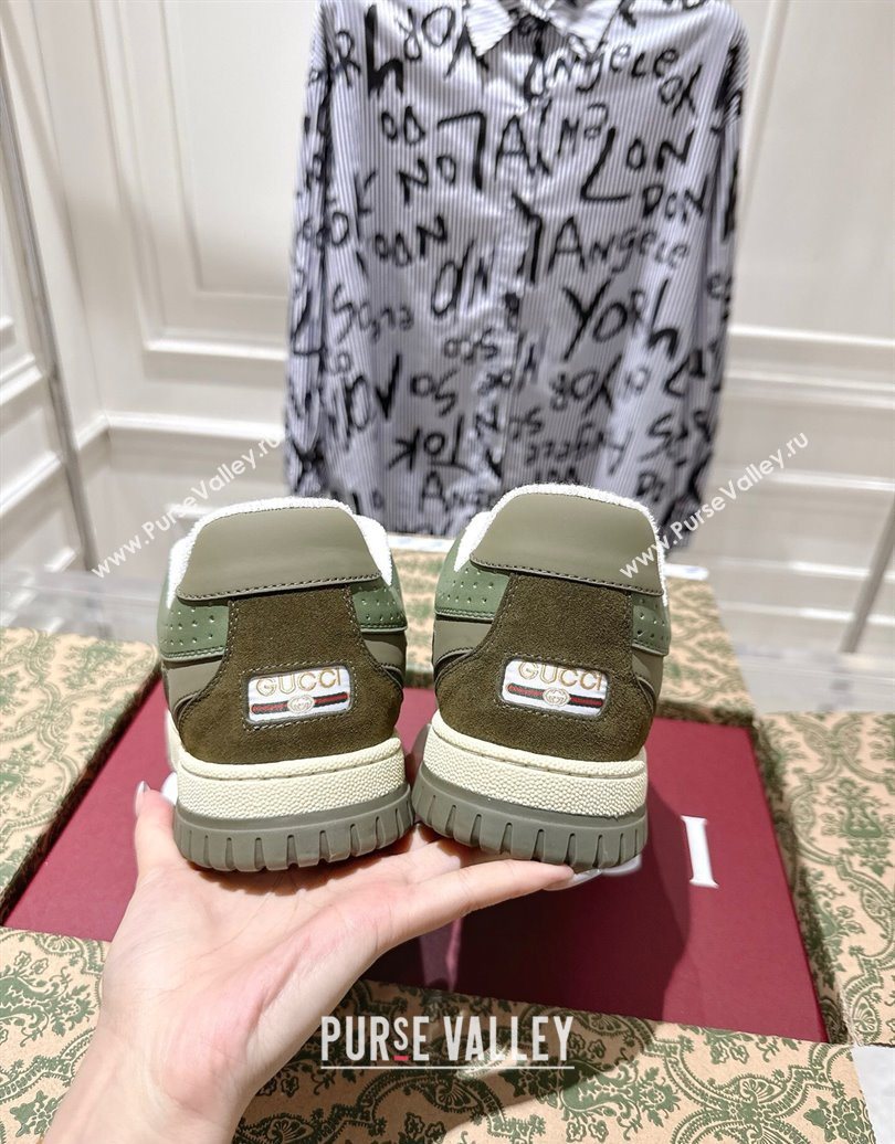 Gucci Re-Web Sneakers in GG Nylon and Suede Green 2025 785452 (MD-251021021)