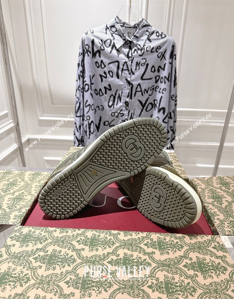 Gucci Re-Web Sneakers in GG Nylon and Suede Green 2025 785452 (MD-251021021)