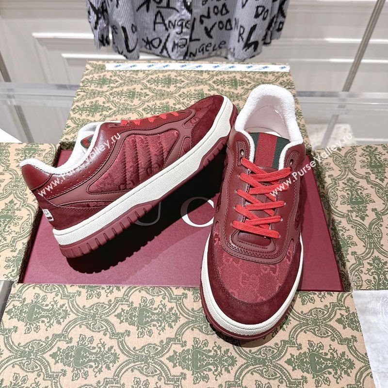 Gucci Re-Web Sneakers in GG Nylon and Suede Red 2025 785452 (MD-251021022)