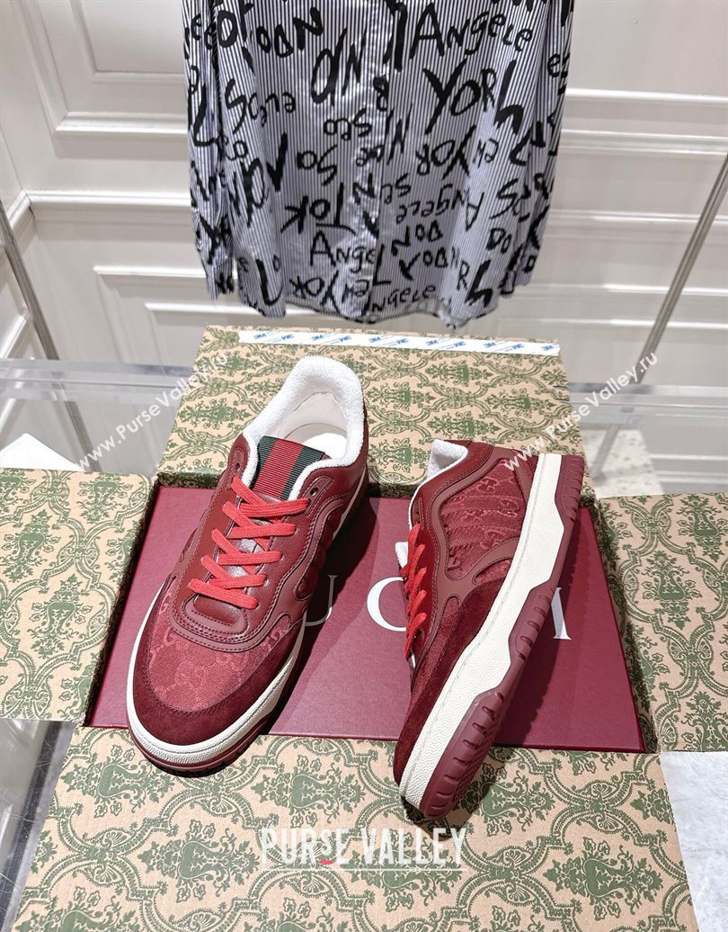 Gucci Re-Web Sneakers in GG Nylon and Suede Red 2025 785452 (MD-251021022)